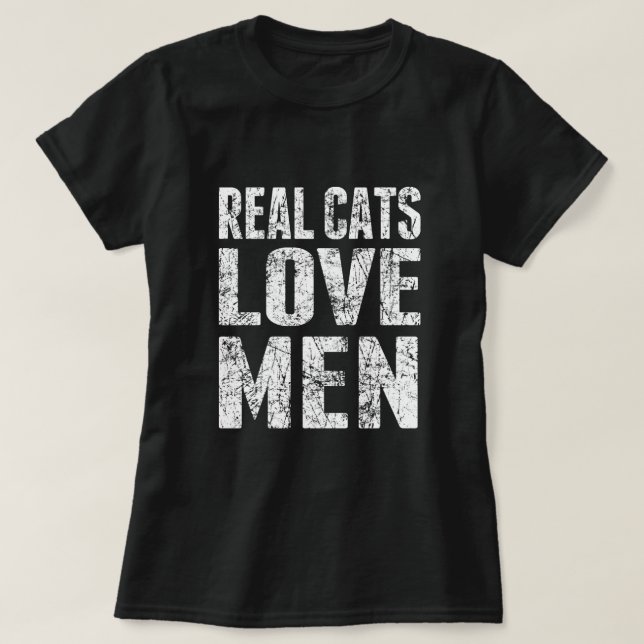 T-shirt Vrais hommes d'amour de chats ouais ! (Design devant)