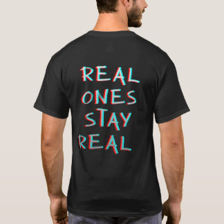 T-shirt Vrais Restent Réels Typographie Minimaliste