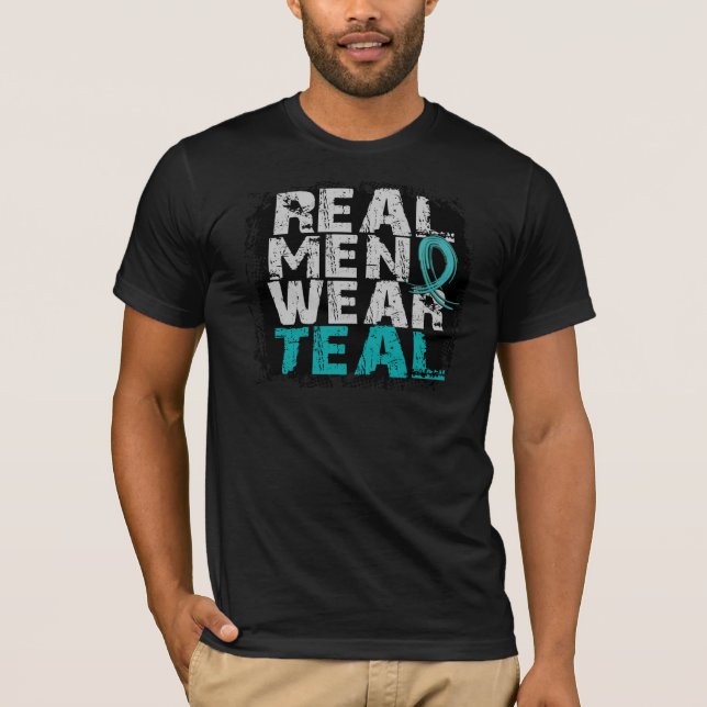 T-shirt Vrais vêtements pour hommes Teal de Cancer ovarien (Devant)