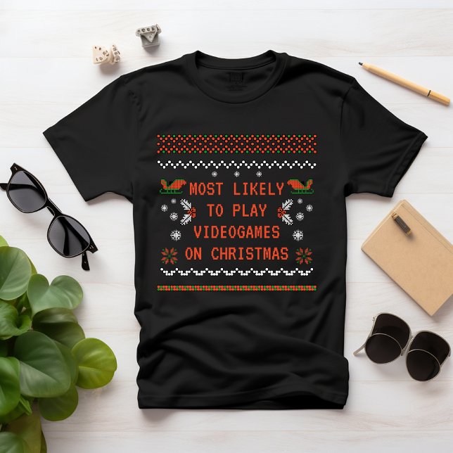 T-shirt Vraisemblablement JOUER DES VIDÉOGAMES SUR NOËL (Créateur téléchargé)