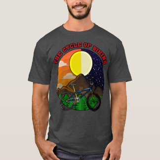 T-shirt VTT avec arbres en montagne à jour et N