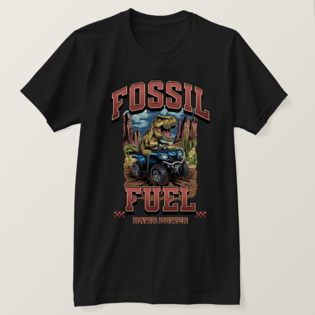 T-shirt VTT T-Rex carburant fossile hors route (Design devant)