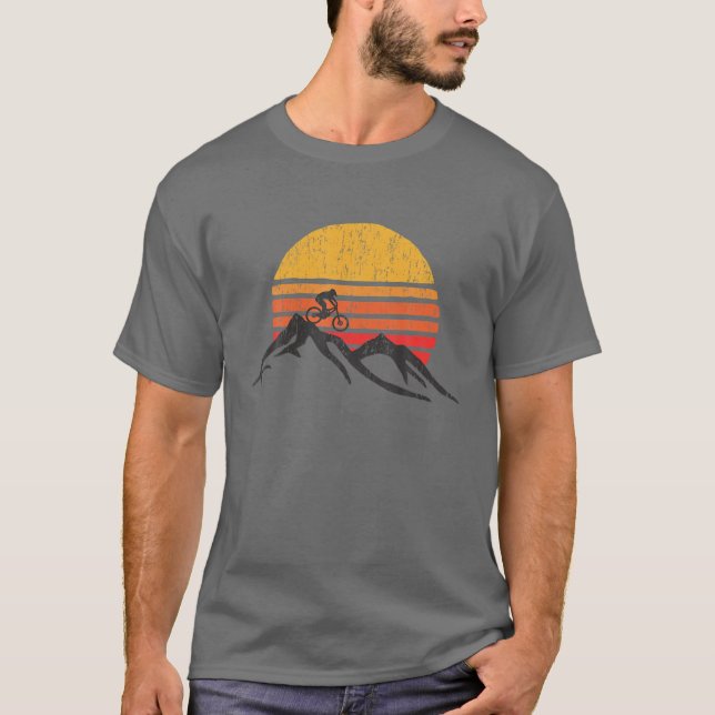 T-shirt VTT Vintage Sunset Design graphique (Devant)