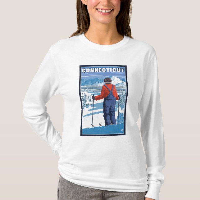 T-shirt Vue admirative de ConnecticutSkier (Devant)