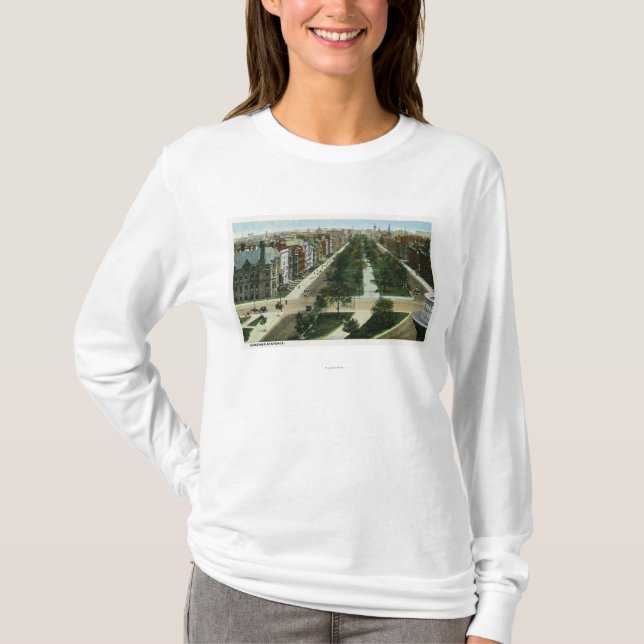 T-shirt Vue aérienne d'avenue de Commonwealth (Devant)
