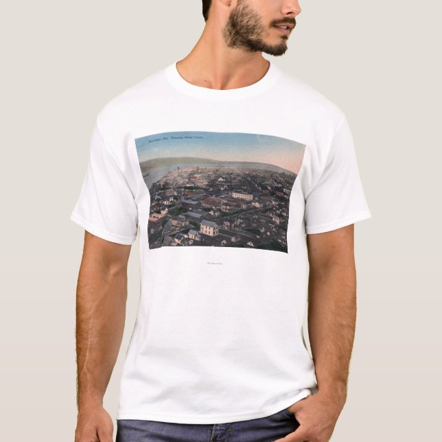 T-shirt Vue aérienne de bord de mer et de ville (Devant)