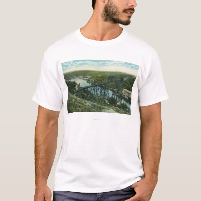 T-shirt Vue aérienne de crique de Rondout et de pont de (Devant)