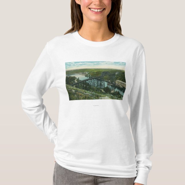 T-shirt Vue aérienne de crique de Rondout et de pont de (Devant)