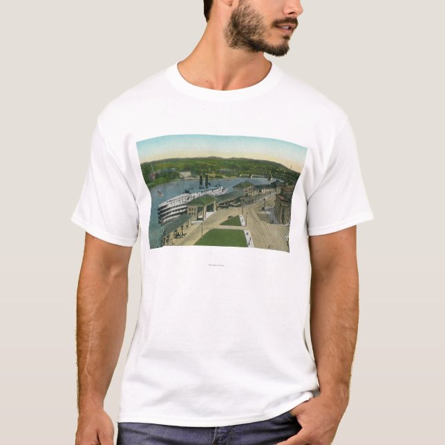 T-shirt Vue aérienne de dock de navigation du Hudson (Devant)