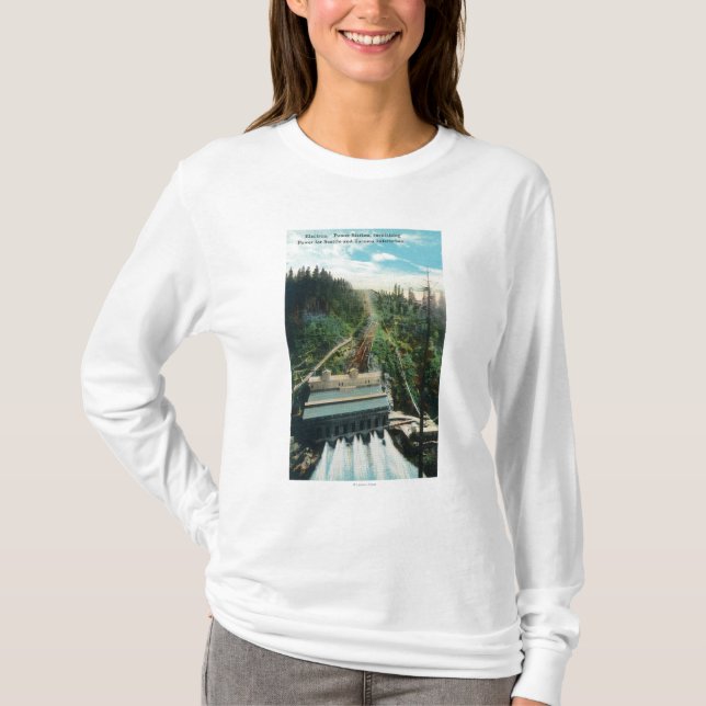 T-shirt Vue aérienne de la centrale d'électron (Devant)