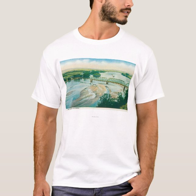 T-shirt Vue aérienne de la rivière et du pont (Devant)