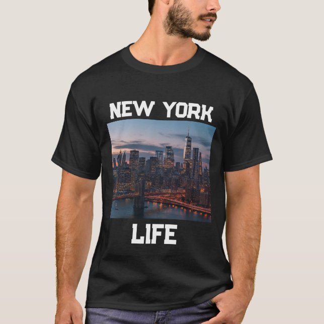 T-Shirt Vue Aérienne de la Skyline de NYC (Devant)