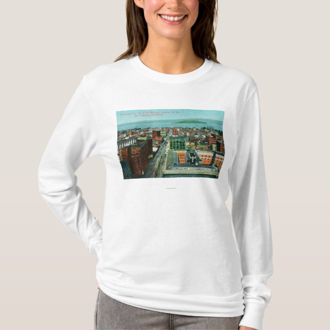 T-shirt Vue aérienne de la ville du bâtiment d'appel (Devant)
