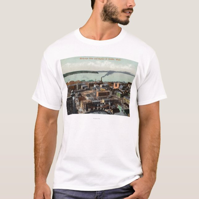 T-shirt Vue aérienne de la ville et du port (Devant)