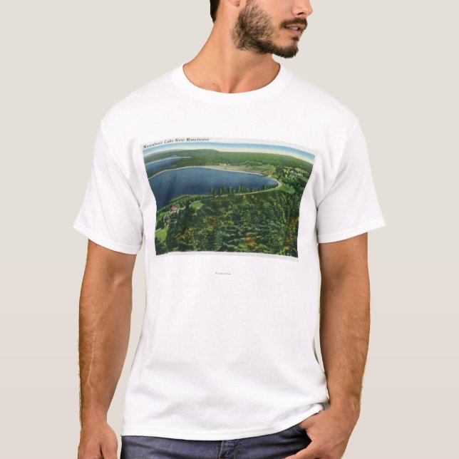 T-shirt Vue aérienne de lac Massabesic près de ville (Devant)
