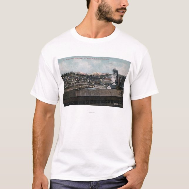 T-shirt Vue aérienne de puits de mine et de ville (Devant)