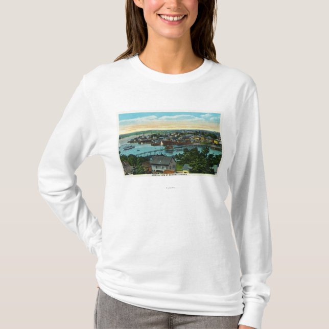 T-shirt Vue aérienne du port de Boothbay (Devant)