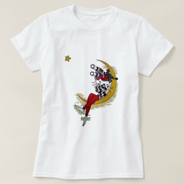 T-shirt Vue cosmique : Elfe sur la lune aventure (Design devant)