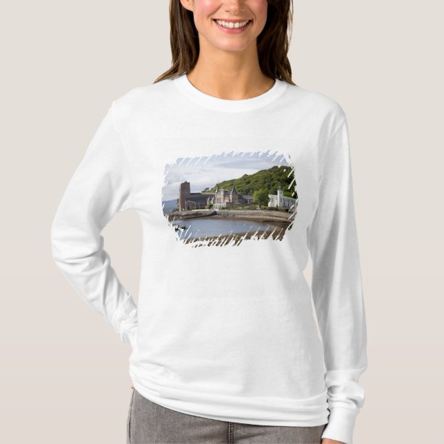 T-shirt Vue côtière avec bâtiments historiques, Oban, (Devant)