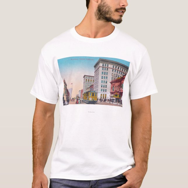 T-shirt Vue de Broadway avec la rue CarOakland, CA (Devant)