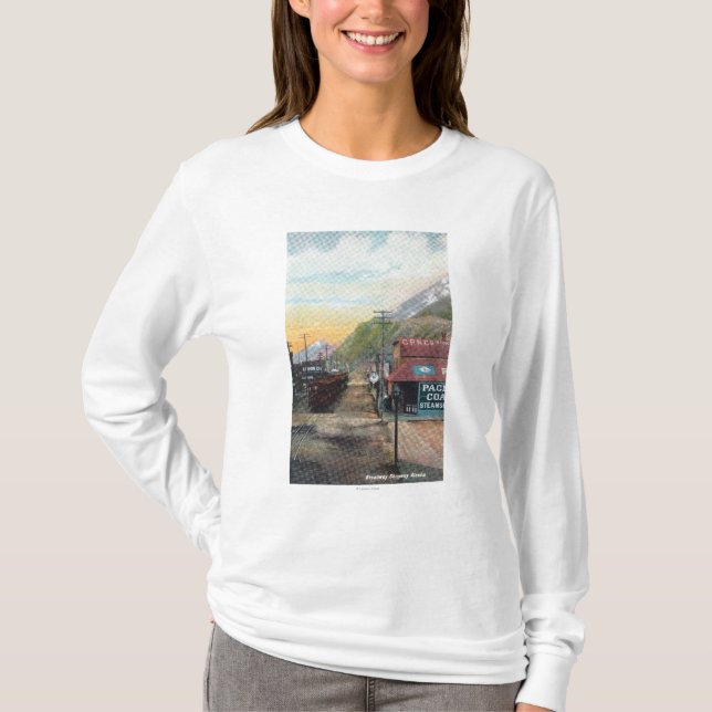 T-shirt Vue de Broadway et de chemin de fer CarsSkagway, (Devant)