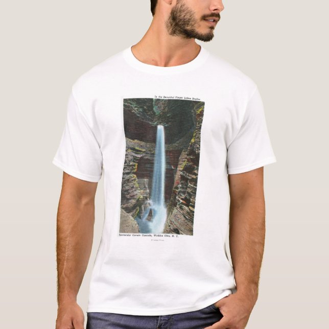 T-shirt Vue de cascade spectaculaire de caverne (Devant)