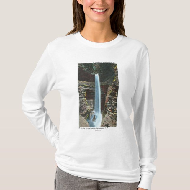 T-shirt Vue de cascade spectaculaire de caverne (Devant)
