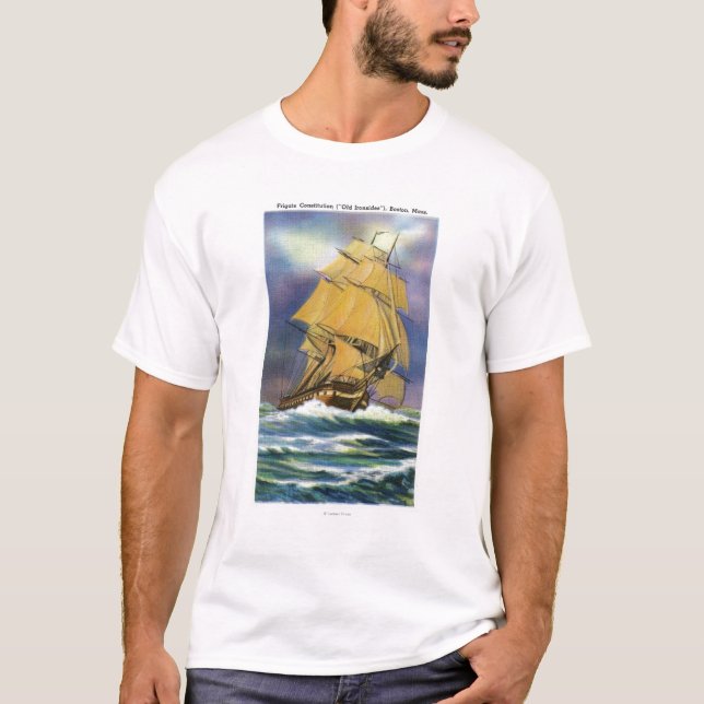 T-shirt Vue de constitution de frégate, vieil Ironsides (Devant)