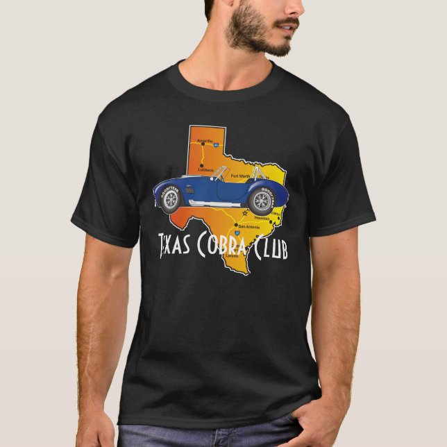 T-shirt Vue de côté, club de cobra du Texas avec l'état (Devant)