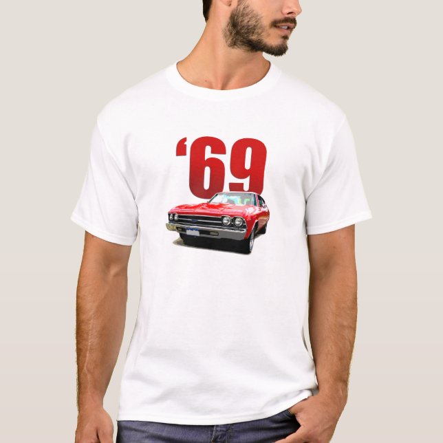 T-shirt Vue de face 1969 de coupé de Chevelle de rouge (Devant)