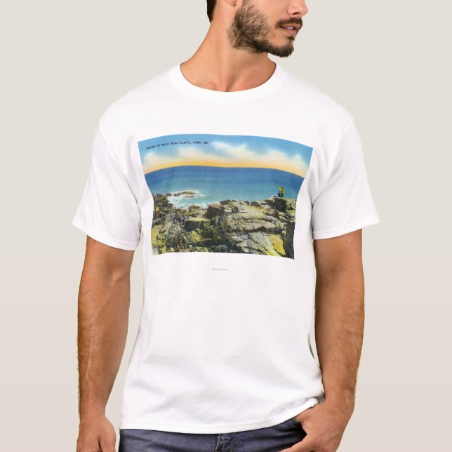 T-shirt Vue de falaises de tête chauve des roches et du (Devant)