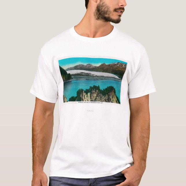 T-shirt Vue de glacier de Harding dans la baie de (Devant)