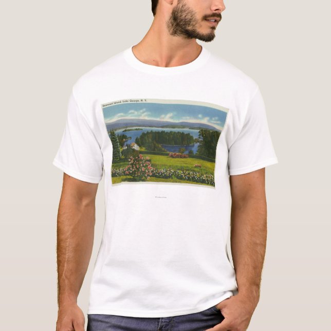 T-shirt Vue de Hillside d'île et de lac de diamant (Devant)