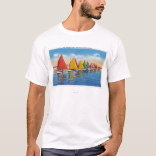 T-shirt Vue de la flotte de voilier d'arc-en-ciel