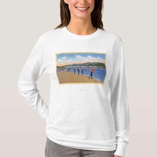 T-shirt Vue de la pêche saumonée de pêcheurs (Devant)