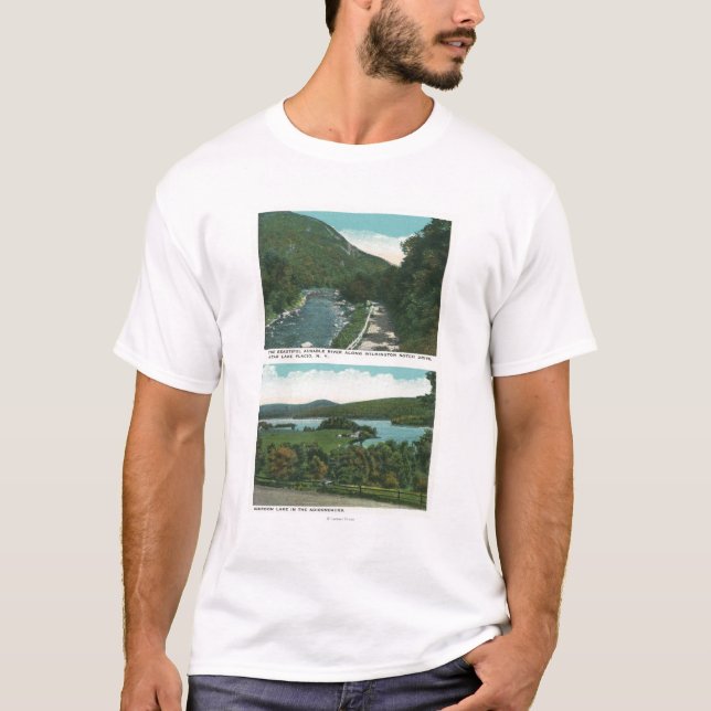 T-shirt Vue de la rivière d'Ausable et du lac Schroon (Devant)