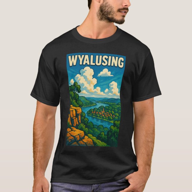 T-shirt Vue de la rivière Wyalusing Wisconsin Surplomb de  (Devant)