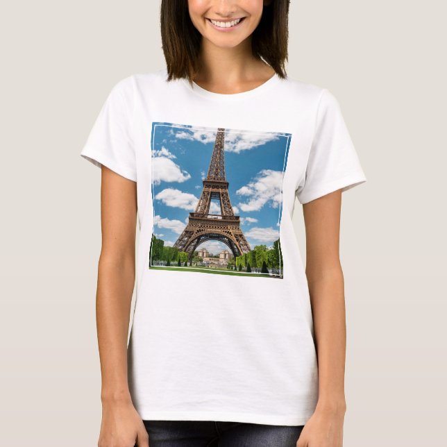 T-shirt Vue de la Tour Eiffel depuis le parc public Champ  (Devant)