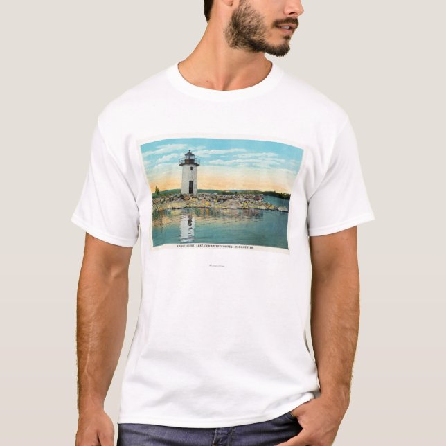 T-shirt Vue de lac Cobbosseecontee et du phare (Devant)