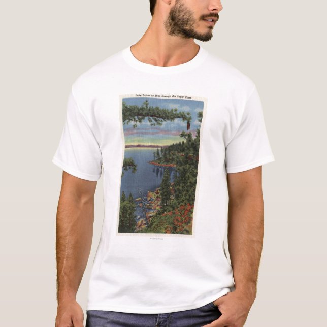 T-shirt Vue de lac par des pins de sucre (Devant)