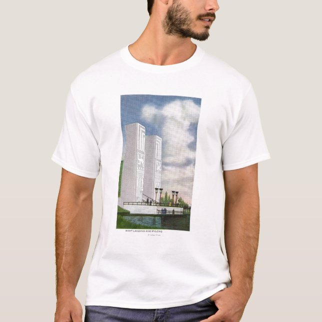 T-shirt Vue de l'atterrissage et des pylônes de bateau (Devant)