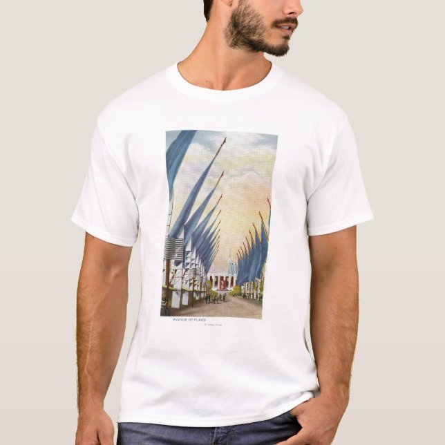 T-shirt Vue de l'avenue de Flags, l'Exposition universelle (Devant)