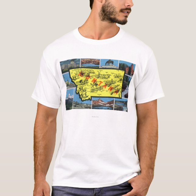 T-shirt Vue de l'état avec des villes, vues pittoresques (Devant)