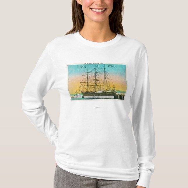 T-shirt Vue de l'étoile du bateau de l'Inde accouplée (Devant)