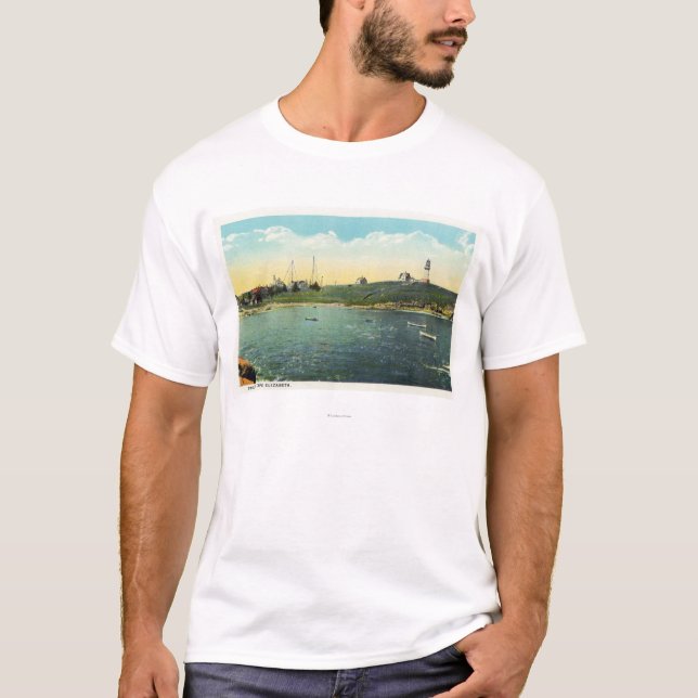 T-shirt Vue de l'île de Cushing de la tête blanche (Devant)