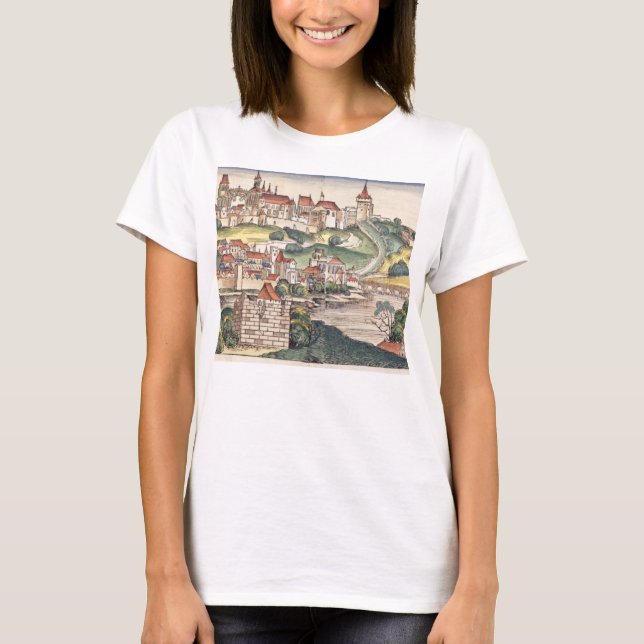 T-shirt Vue de l'oeil d'Oiseau de Prague à partir de Nurem (Devant)