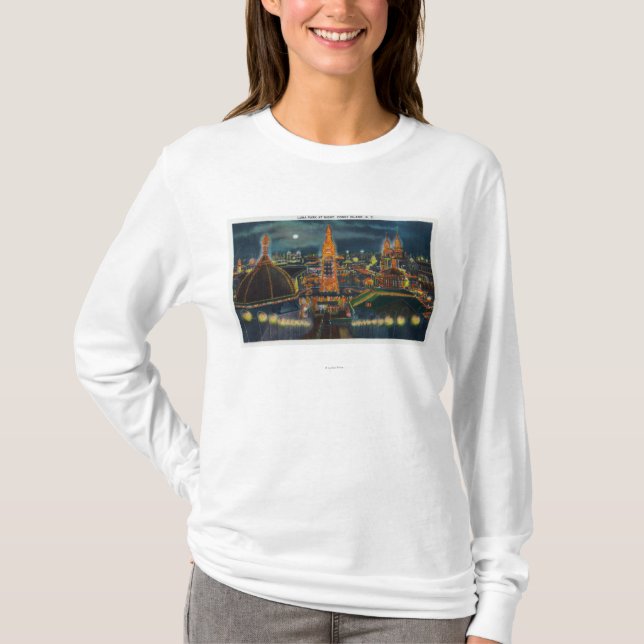 T-shirt Vue de Luna Park la nuit (Devant)