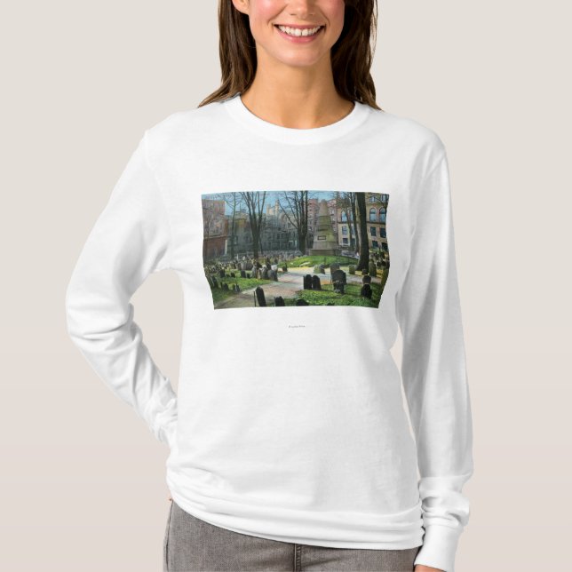 T-shirt Vue de pierre tombale de Ben Franklin (Devant)