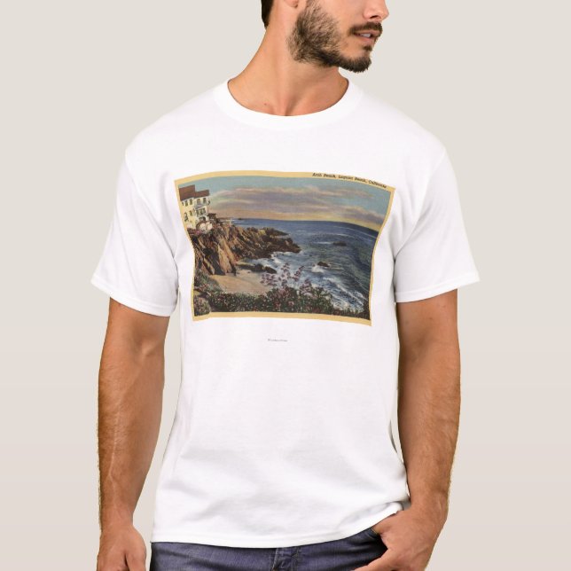 T-shirt Vue de plage de voûte avec des fleurs (Devant)