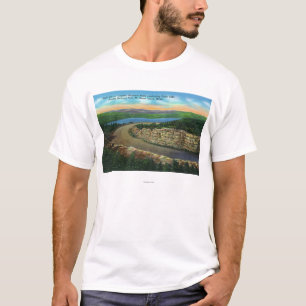 T-shirt Vue de roche coupée sur Cadillac Mt regardant